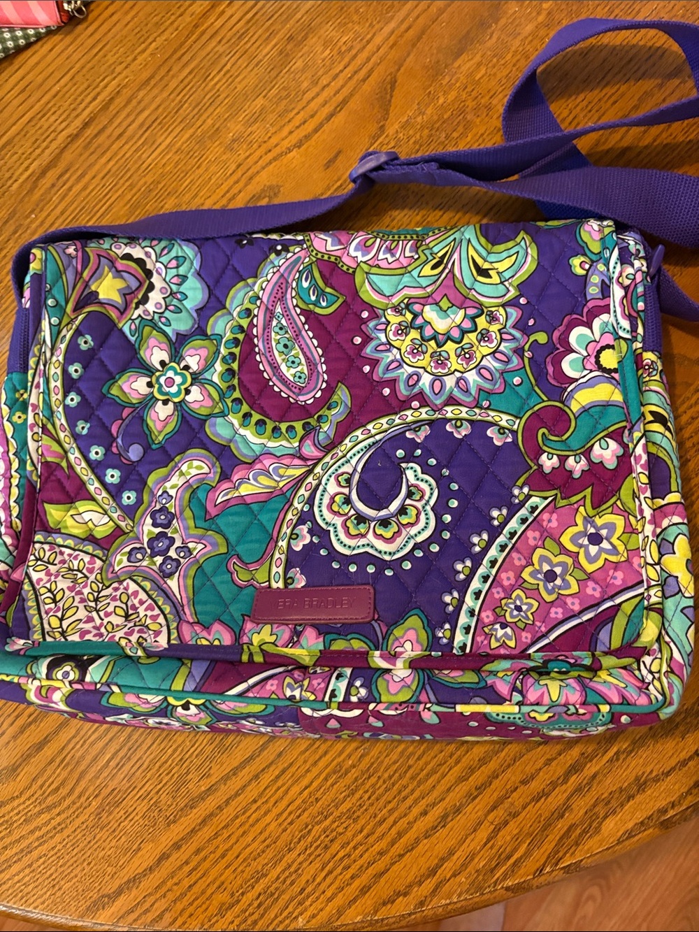 Vera Bradley Purple Teal Pink Paisley Quilted Crossbody